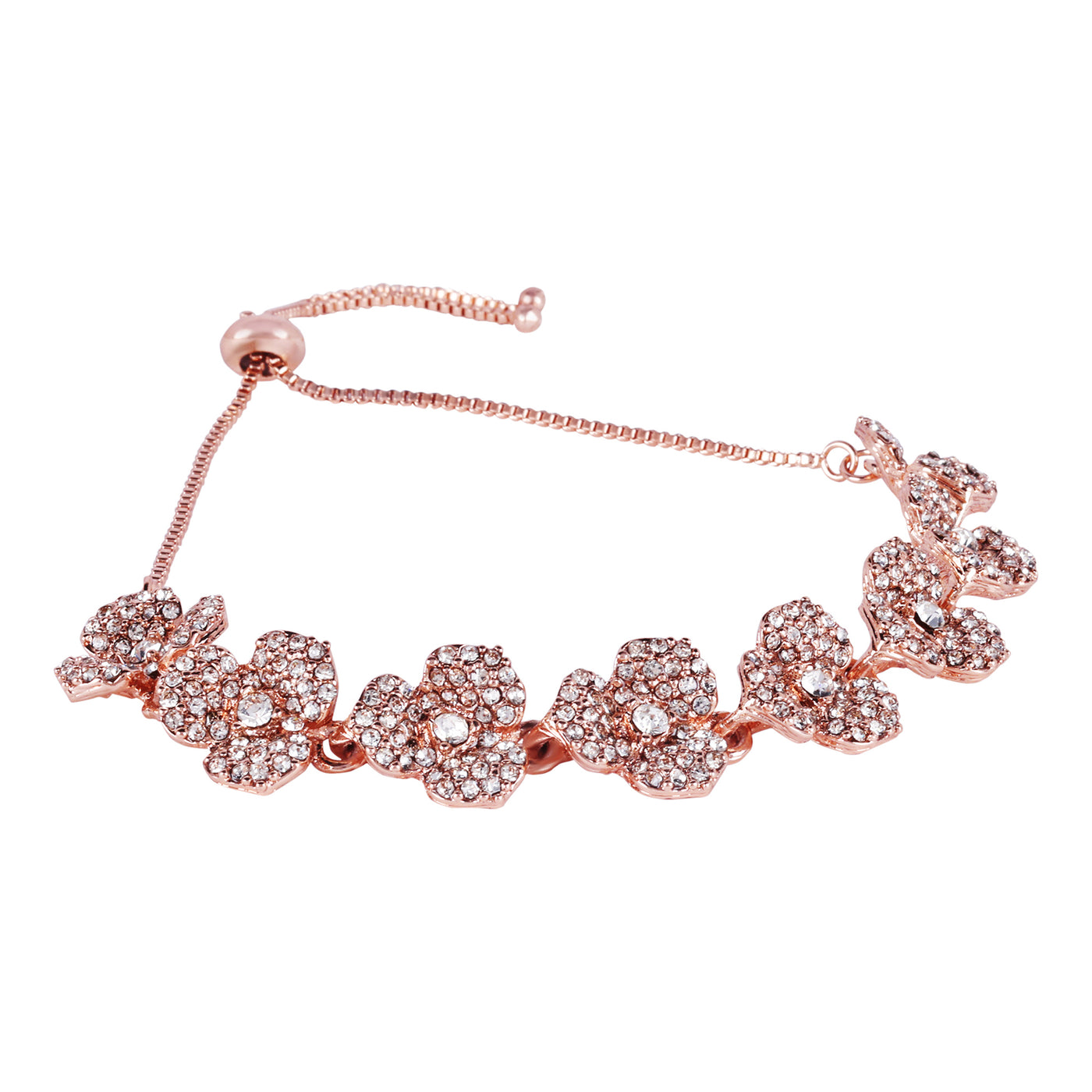 Estele Valentine ROSE Special-Graceful Rose Charm Bracelet for Women|Elegant Rose Design with White American Diamonds for a Touch of Eternal Grace