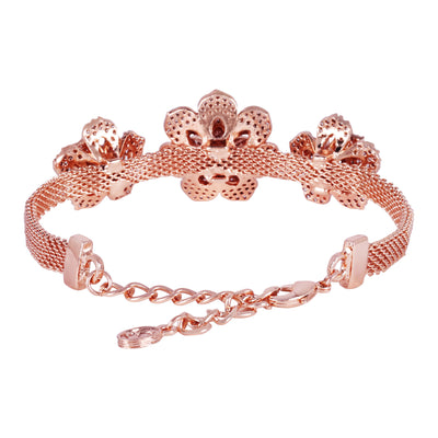 Estele Valentine ROSE Special-Exclusive Rose Charm Bracelet for Women: Intricately Rose Motifs & a Luxurious Finish with White American Diamond for Timeless Elegance