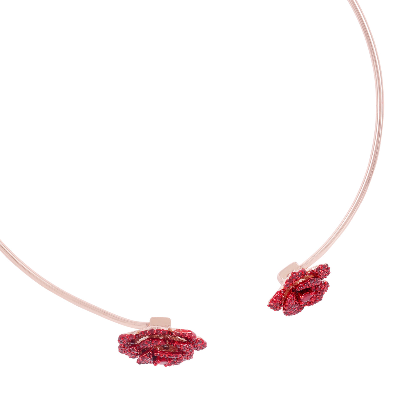 Estele Valentine Special Ã¢â‚¬â€œ Exclusive Lightweight Ruby Red American Diamond Rose Motif Necklace Set with Rosegold Finish Ã¢â‚¬â€œ A Dazzling Gift of Eternal Love