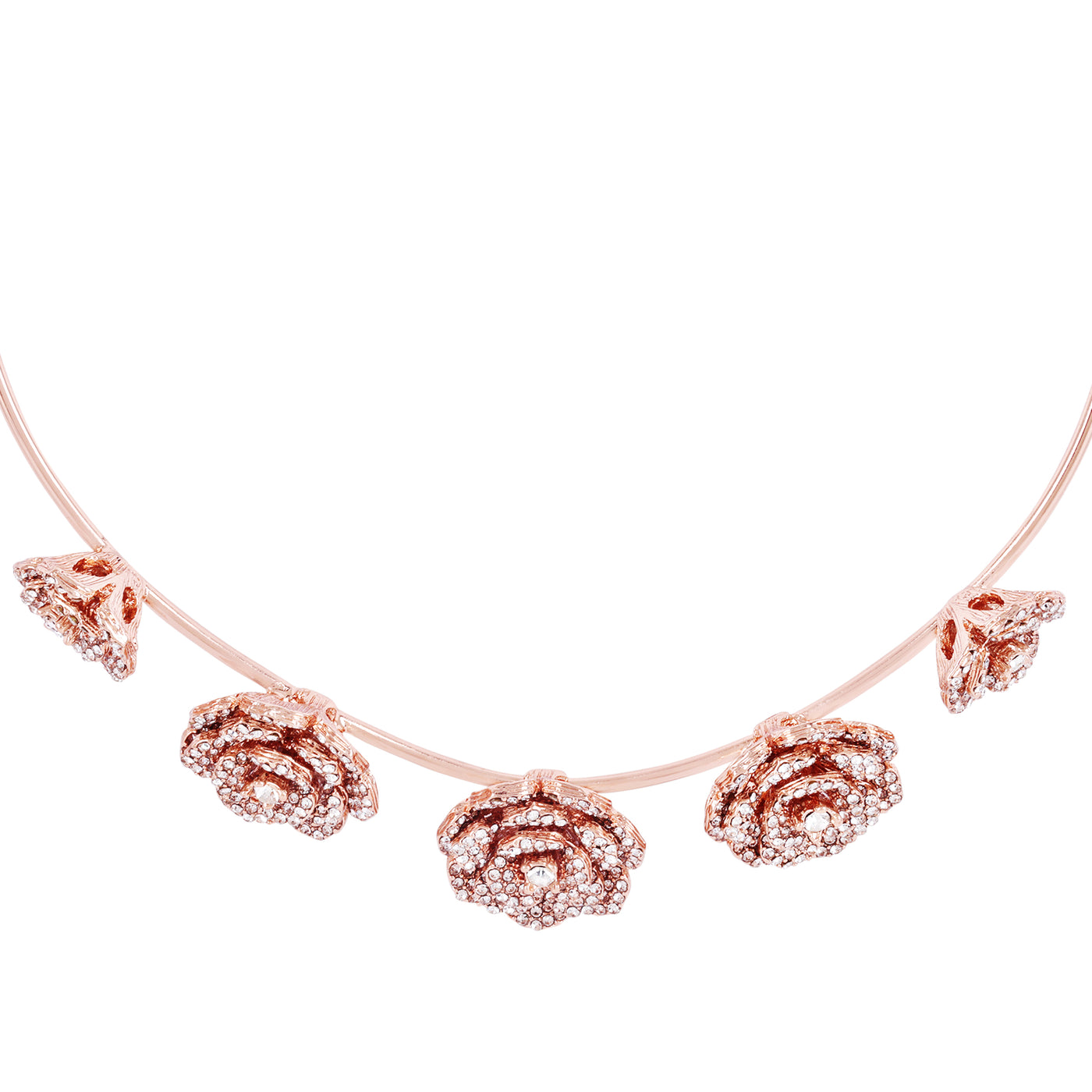 Estele Valentine Special Gorgeous American Diamond Classic Floral Rose Necklace Set with Luxurious Rosegold Finish Perfect for Elegant Occasions