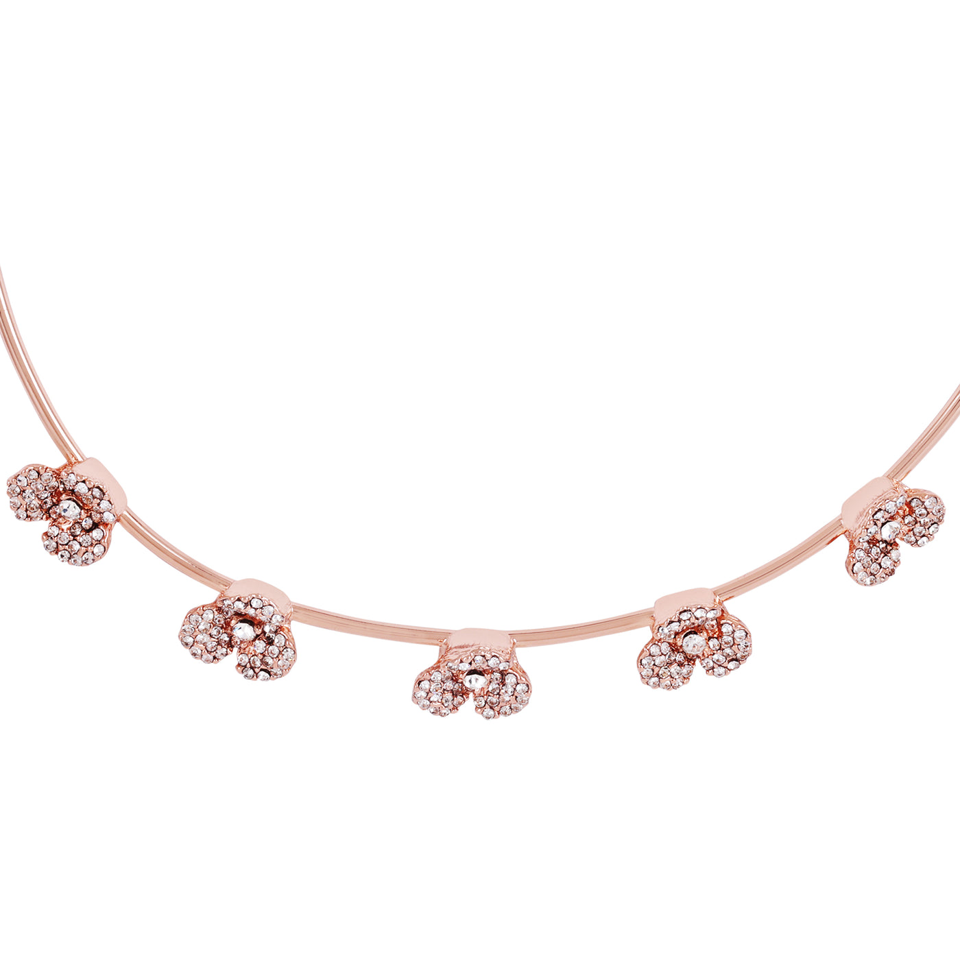 Estele Valentine Special Ã¢â‚¬â€œ Luxurious Rosegold Plated Exquisite Floral Rose Necklace Set with White Crystals Ã¢â‚¬â€œ A Dazzling Gift of Eternal Love