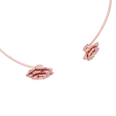 Estele Valentine Special Ã¢â‚¬â€œ Luxurious Lightweight White American Diamond Rose Motif Necklace Set with Rosegold FInish Ã¢â‚¬â€œ A Dazzling Gift of Eternal Love