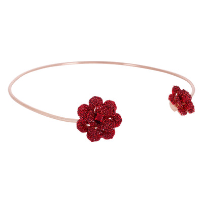 Estele Valentine Special Ã¢â‚¬â€œ Exclusive Lightweight Ruby Red American Diamond Rose Motif Necklace Set with Rosegold Finish Ã¢â‚¬â€œ A Dazzling Gift of Eternal Love