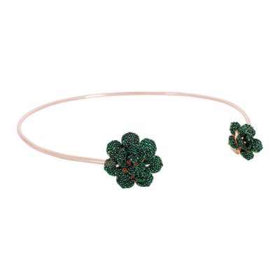 Estele Valentine Special Sparkling Lightweight Green American Diamond Rose Motif Necklace Set with Rosegold Finish A Dazzling Gift of Eternal Love