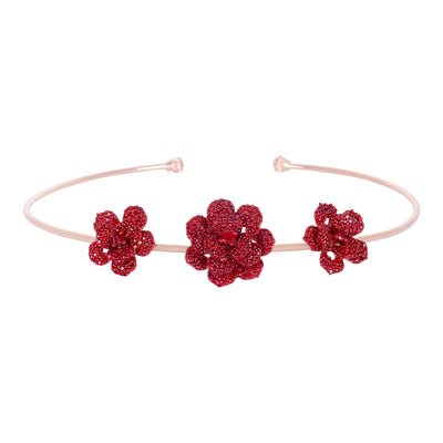 Estele Valentine Special Ã¢â‚¬â€œ Dazzling Lightweight Ruby Red American Diamond Rose Motif Necklace Set with Premium Rosegold Finish Ã¢â‚¬â€œ Ideal for Parties & Gifting