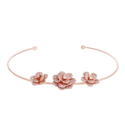 Estele Valentine Special Ã¢â‚¬â€œ Premium Lightweight American Diamond Floral Rose Necklace Set with Luxurious Rosegold Finish Ã¢â‚¬â€œA Dazzling Gift of Eternal Love