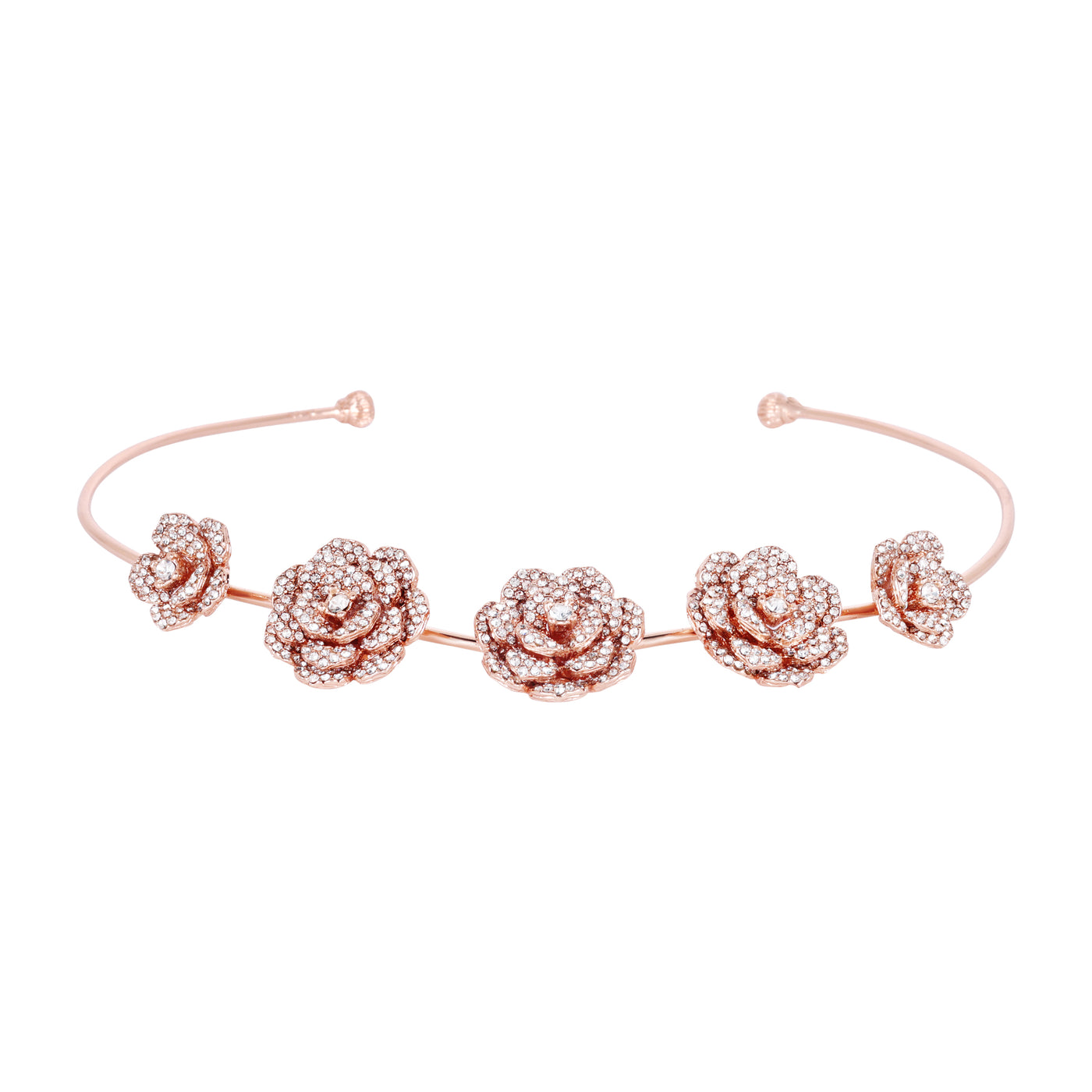 Estele Valentine Special Gorgeous American Diamond Classic Floral Rose Necklace Set with Luxurious Rosegold Finish Perfect for Elegant Occasions