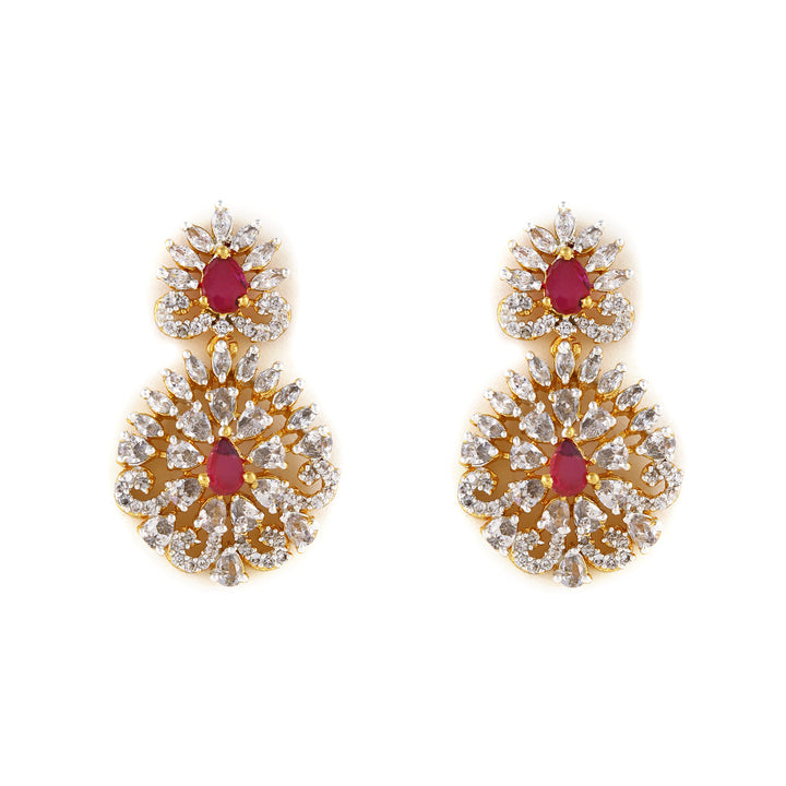 Estele - Ruby Diamond and Pearl Choker Elegant Necklace Set