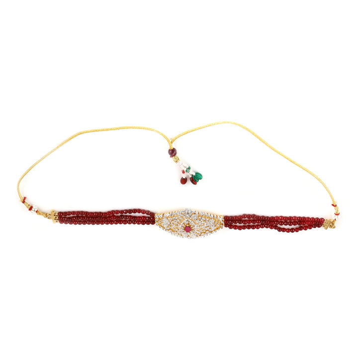 Estele - Ruby Diamond and Pearl Choker Elegant Necklace Set