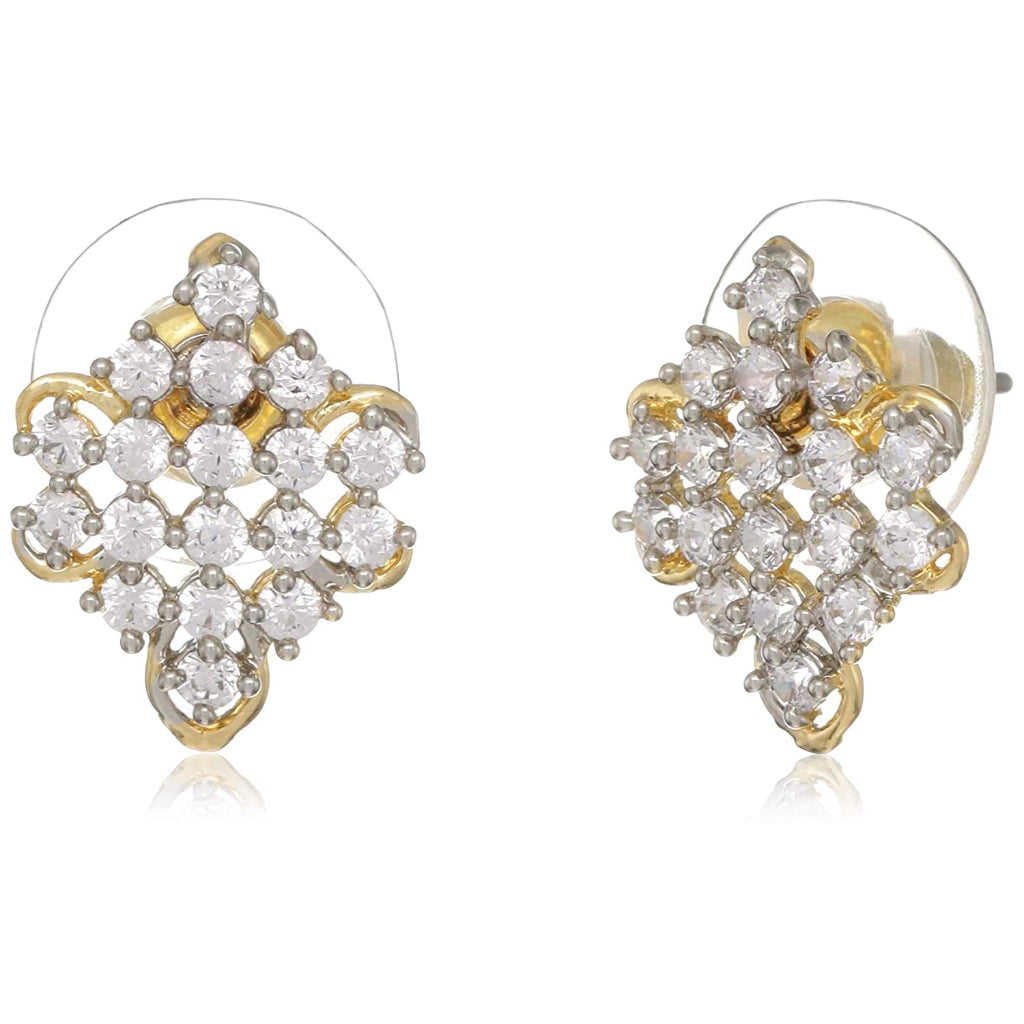 Estele   Gold and Silver Plated American Diamond Modern Nakshatra Stud Earrings for women