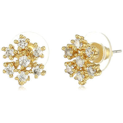 Estele  Gold Plated American Diamond Snowflake Stud Earrings  for women