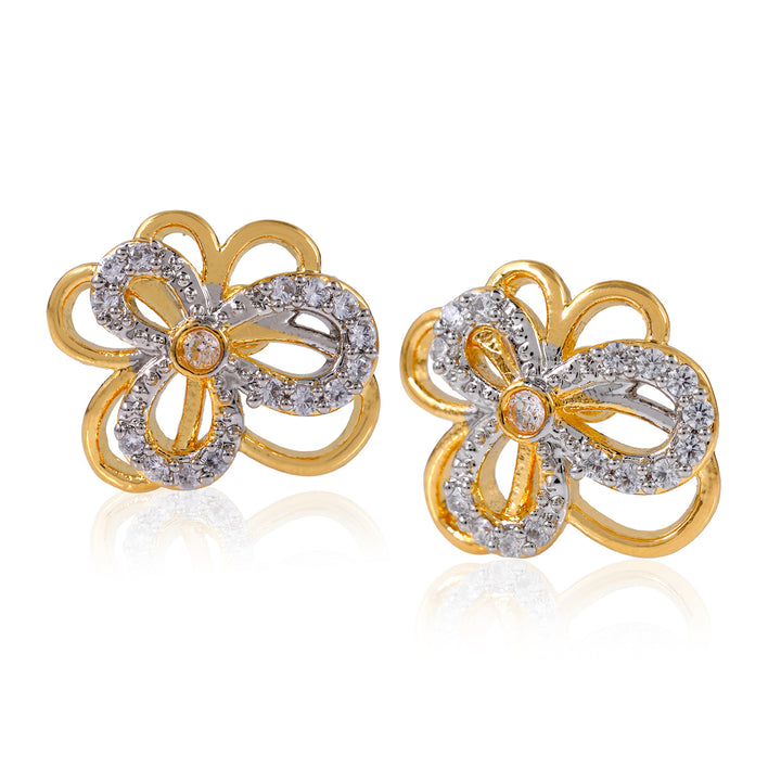 Floral Shape AD Crystal Stud earrings