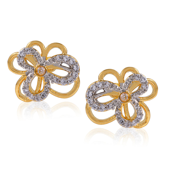 Floral Shape AD Crystal Stud earrings