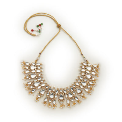Estele Gold Tone plated Mirror Kundan Necklace Set