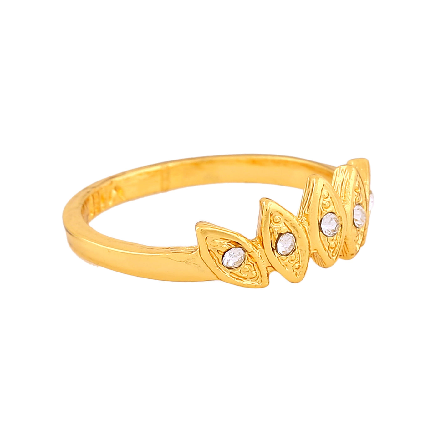 Estele Gold Plated Spike Designer Finger Ring with Crystals for Women