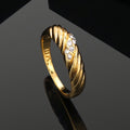 Estele Gold Plated Twisted Textured Finger Ring with Austrian Crystals for Women