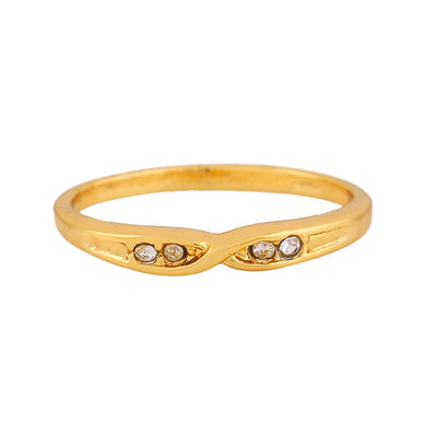 Estele Gold Plated Inter Twined Finger Ring with Crystals for Women