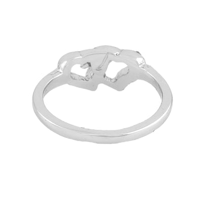 Estele Rhodium Plated Entwisted Heart Shaped Finger Ring with Crystals for Women