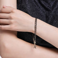 Estele Gold Plated Stylish Personalized "R" Letter Mangalsutra Charm Bracelet with Black Beads for Women