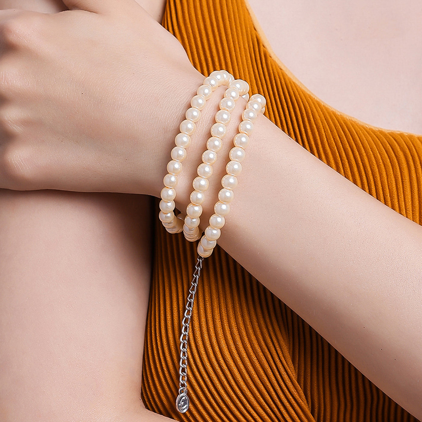 Estele - Cream Pearl Three Line Bracelet