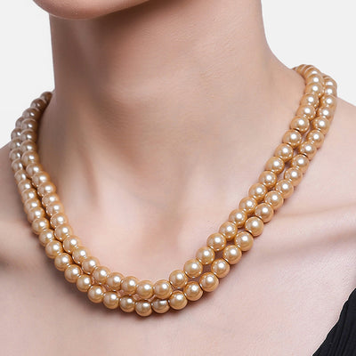 Estele Gold double line pearl necklace