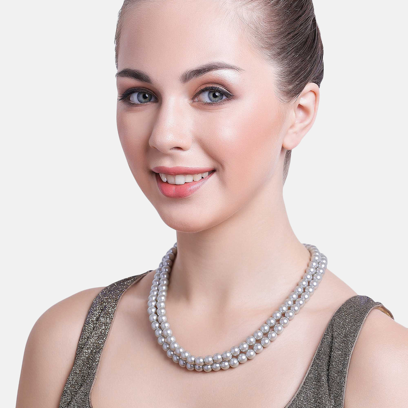 Estele Grey double line pearl necklace