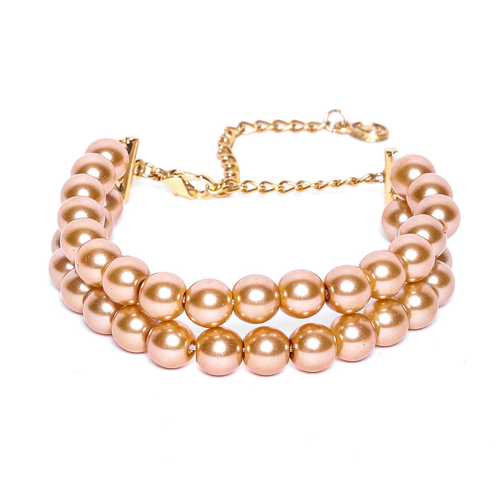 Estele - Gold Pearl Double Line Bracelet