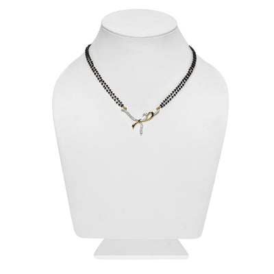 Estele Gold Plated Twisted Knot Mangalsutra Necklace with Austrian Crystals for Women