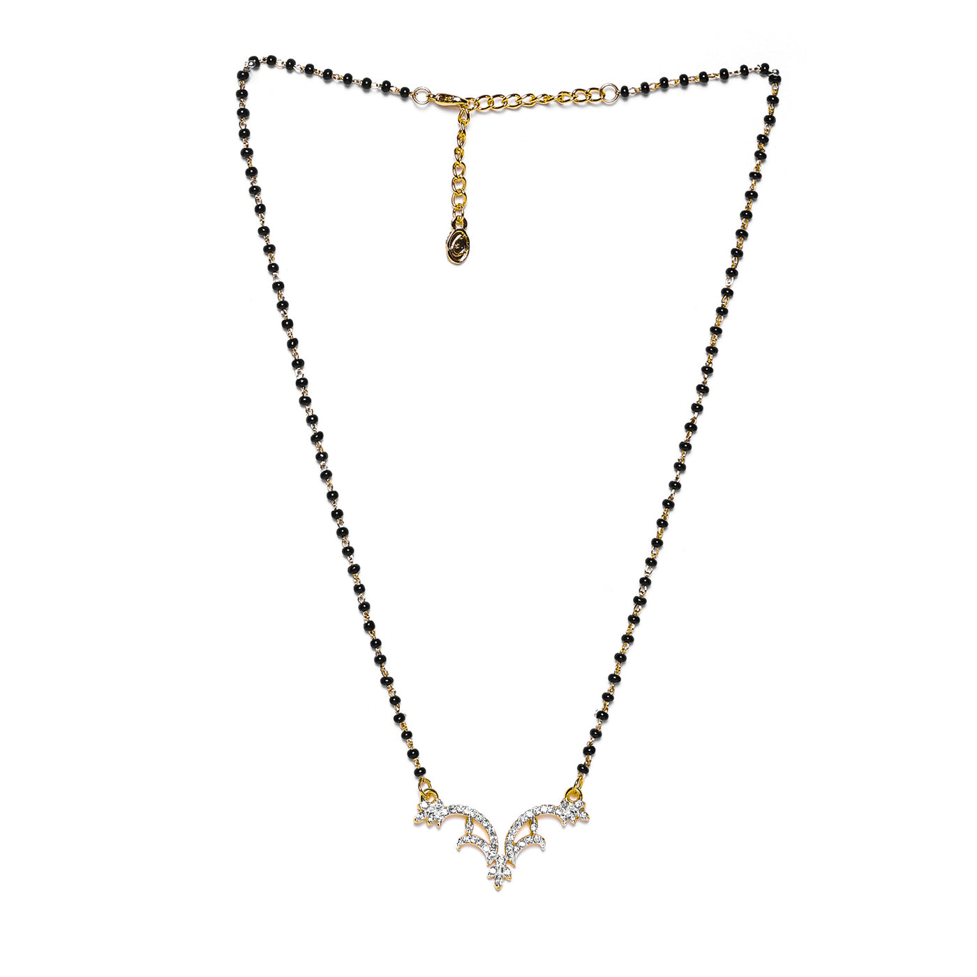 Estele Gold & Rhodium Plated Glimmer Mangalsutra Necklace with Austrian Crystals for Women