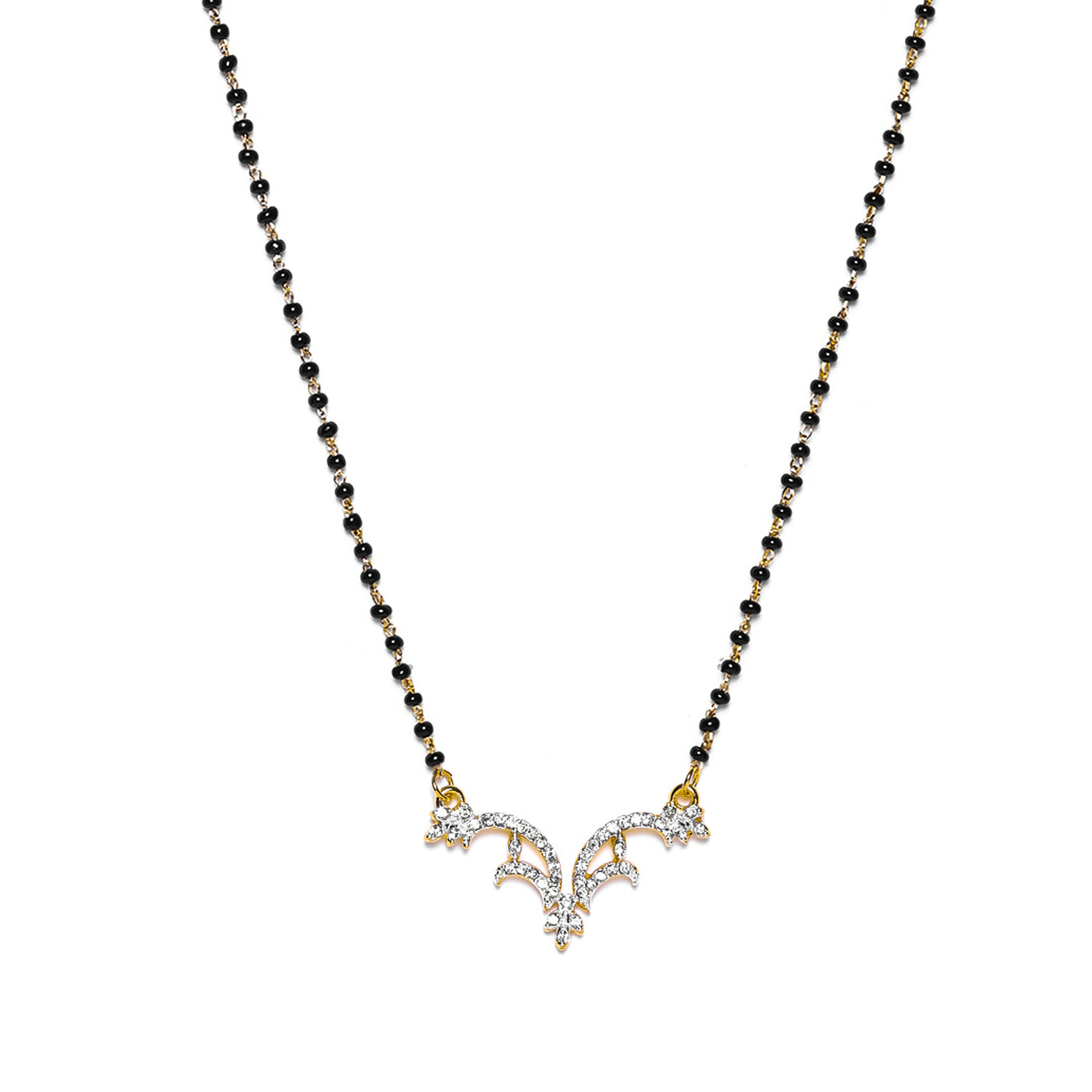 Estele Gold & Rhodium Plated Glimmer Mangalsutra Necklace with Austrian Crystals for Women