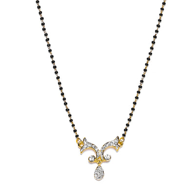 Estele Gold & Rhodium Plated Candere Drop Mangalsutra Necklace with Austrian Crystals for Women