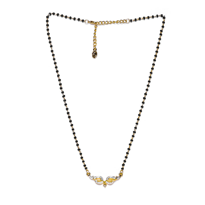 Estele Gold & Rhodium Plated Leaflet Textured Mangalsutra Necklace with Austrian Crystals for Women