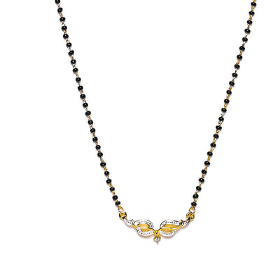 Estele Gold & Rhodium Plated Leaflet Textured Mangalsutra Necklace with Austrian Crystals for Women