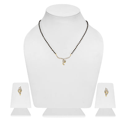 Estele Gold Plated Inter-Twined Mangalsutra Necklace Set with Austrian Crystals for Women