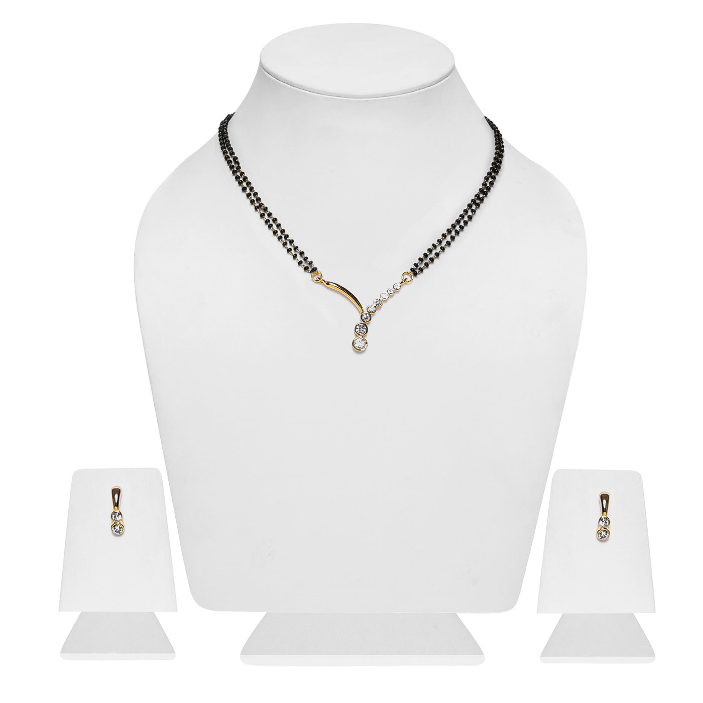 Estele Gold Plated Rain drops Mangalsutra Necklace Set with Austrian Crystals for Women
