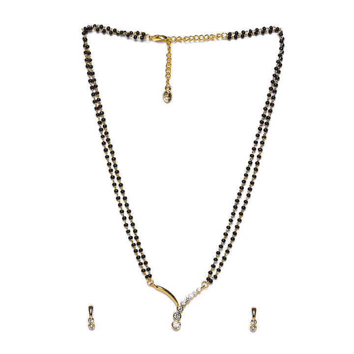 Estele Gold Plated Rain drops Mangalsutra Necklace Set with Austrian Crystals for Women