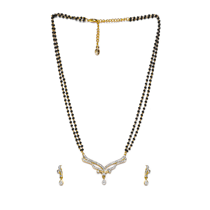 Estele Gold Plated Glaze Drop Mangalsutra Necklace Set with Austrian Crystals for Women