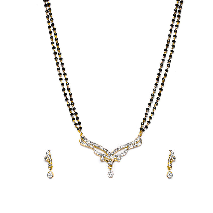 Estele Gold Plated Glaze Drop Mangalsutra Necklace Set with Austrian Crystals for Women