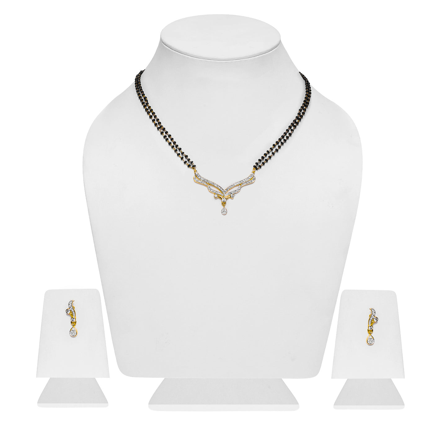 Estele Gold Plated Glaze Drop Mangalsutra Necklace Set with Austrian Crystals for Women