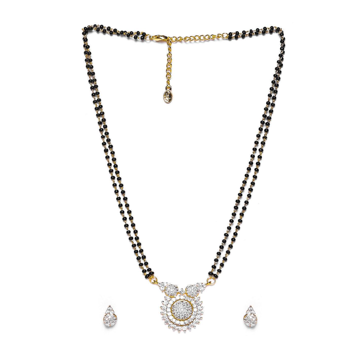 Estele Gold Plated CZ Circular Designer Mangalsutra Necklace Set for Women
