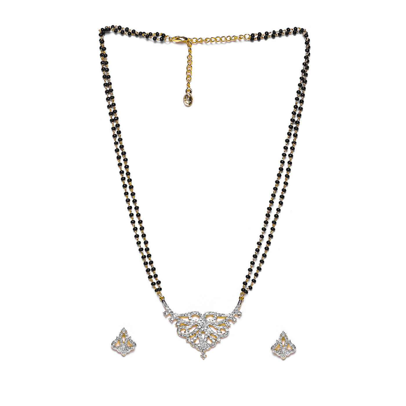 Estele Gold Plated Nestled Mangalsutra Necklace Set with Austrian Crystals for Women
