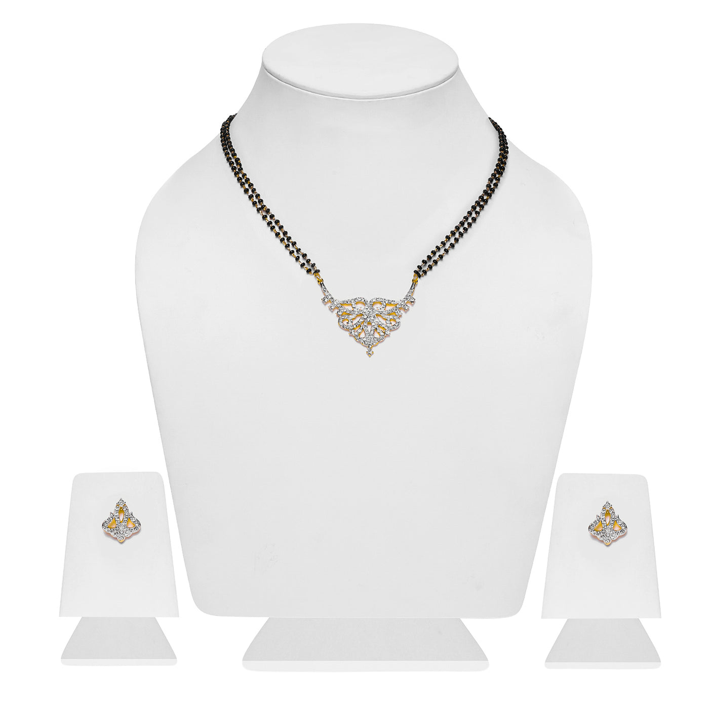 Estele Gold Plated Nestled Mangalsutra Necklace Set with Austrian Crystals for Women