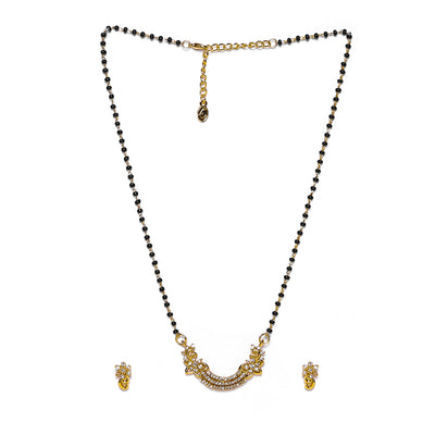 Estele Gold Plated CZ Floret Wave Shaped Mangalsutra Necklace Set for Women