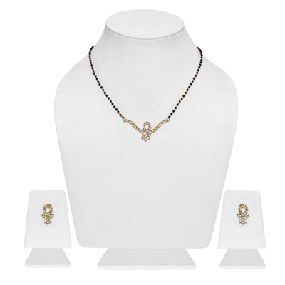 Estele Gold Plated Beautiful Flower Textured Mangalsutra Necklace Set with Austrian Crystals & Beads for Women