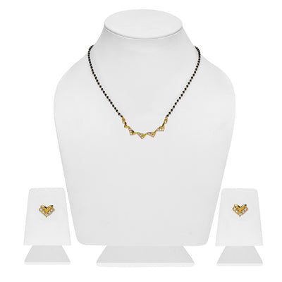 Estele Gold Plated Innovative Zig-Zag Textured Mangalsutra Necklace Set with Austrian Crystals for Women