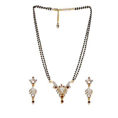 Estele Gold Plated Striking Mangalsutra Necklace Set with Austrian Crystals for Women
