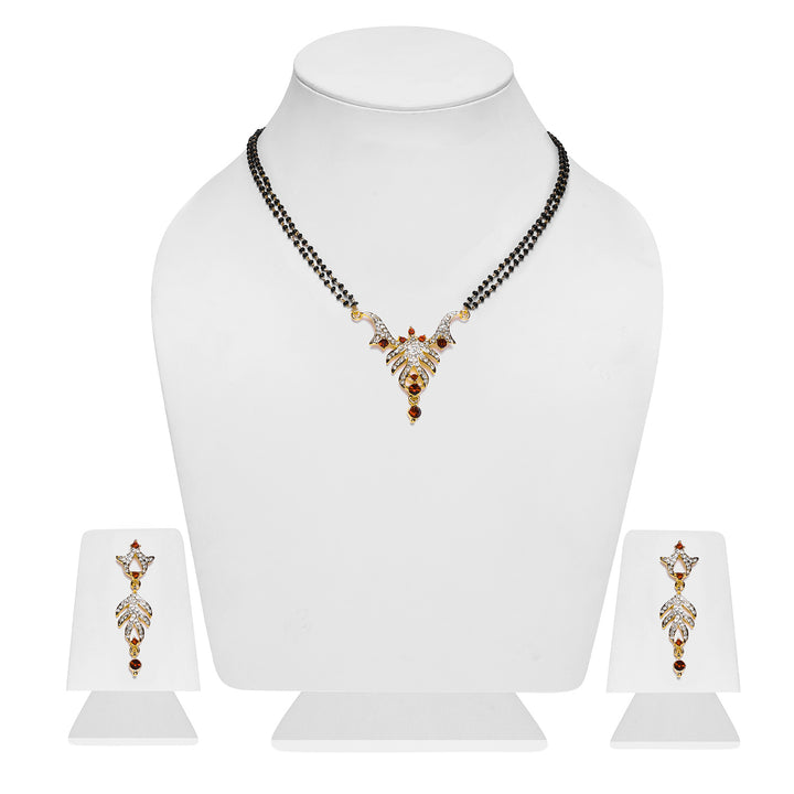 Estele Gold Plated Striking Mangalsutra Necklace Set with Austrian Crystals for Women