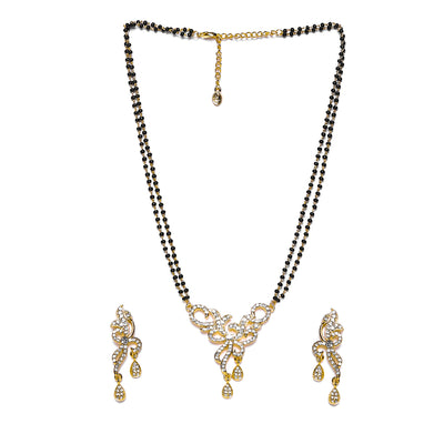 Estele Gold Plated Floral Crystal Drop Mangalsutra Set with Austrian Crystals