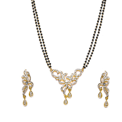 Estele Gold Plated Floral Crystal Drop Mangalsutra Set with Austrian Crystals
