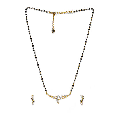 Estele Gold Plated Sophisticated Mangalsutra Necklace Set with Austrian Crystals for Women